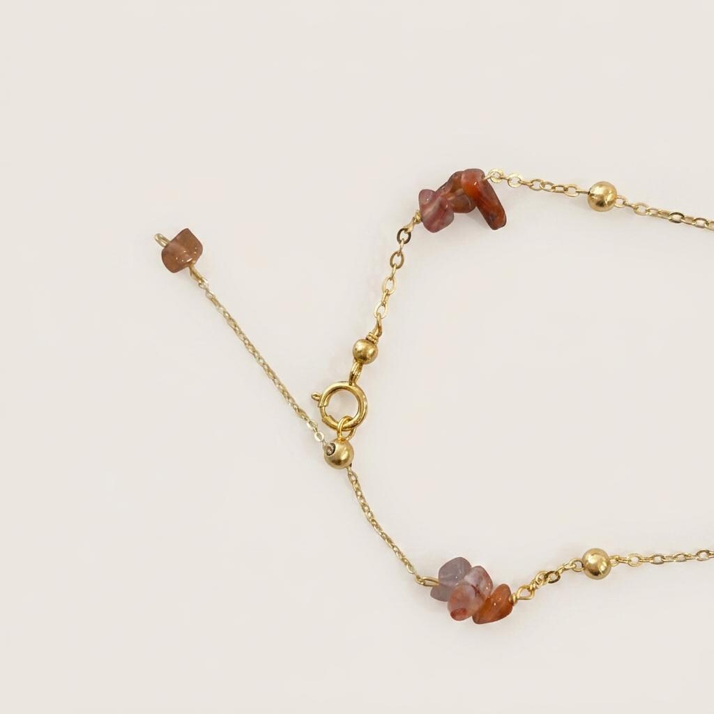 Freshwater Pearl Sunstone Bracelet | 14K Gold Plated Sterling Silver Chain