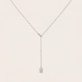 Pavé Drop Lariat Necklace: Sterling Silver or Gold Plated, Adjustable Y Chain