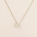 White Jade Peace Buckle Necklace, 14k Gold Plated Sterling Silver Pendant