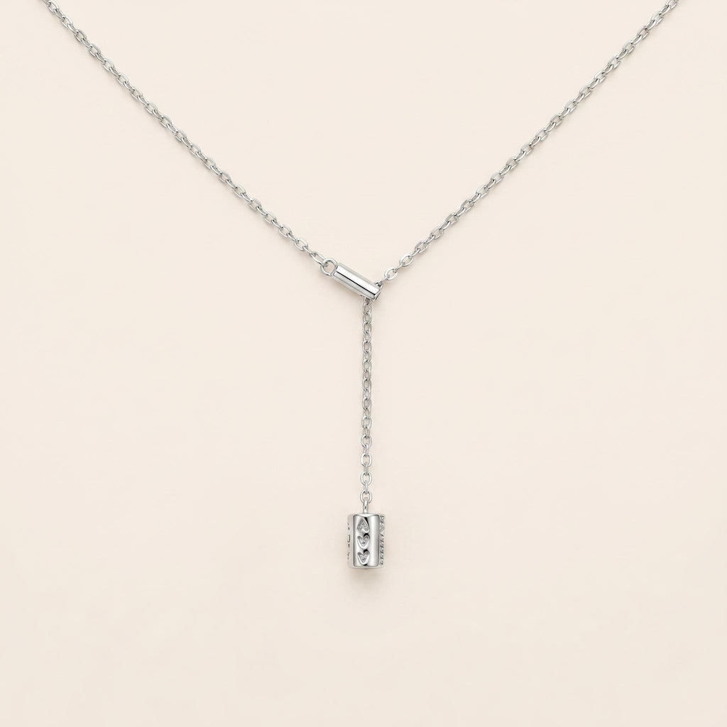 Pavé Drop Lariat Necklace: Sterling Silver or Gold Plated, Adjustable Y Chain