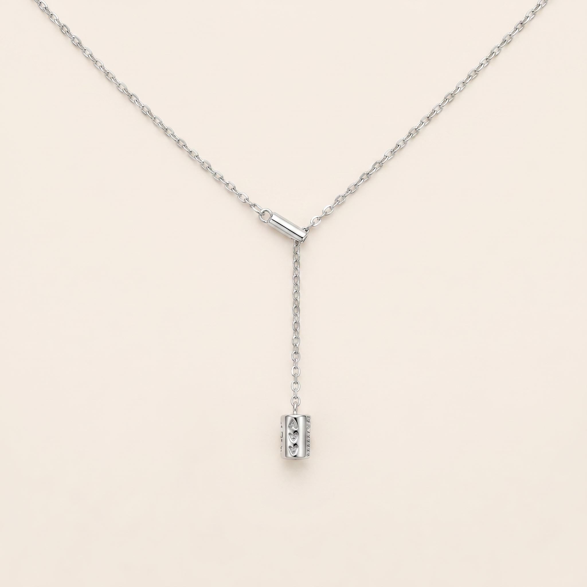 Pavé Drop Lariat Necklace: Sterling Silver or Gold Plated, Adjustable Y Chain