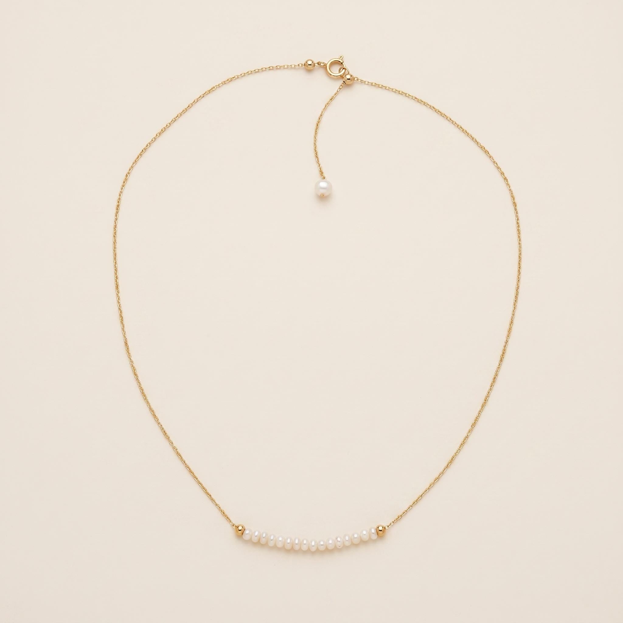 Freshwater Pearl Bar Necklace | 14k Gold Plated 925 Silver | Dainty Curved Pearl | Minimalist Jewellery