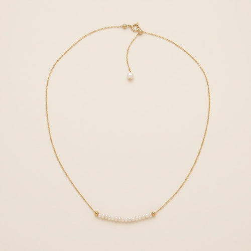 Freshwater Pearl Bar Necklace | 14k Gold Plated 925 Silver | Dainty Curved Pearl | Minimalist Jewellery