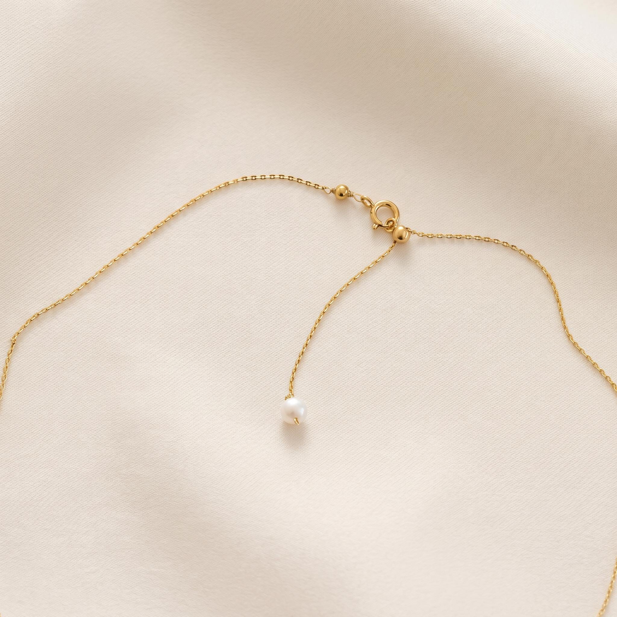 Freshwater Pearl Bar Necklace | 14k Gold Plated 925 Silver | Dainty Curved Pearl | Minimalist Jewellery