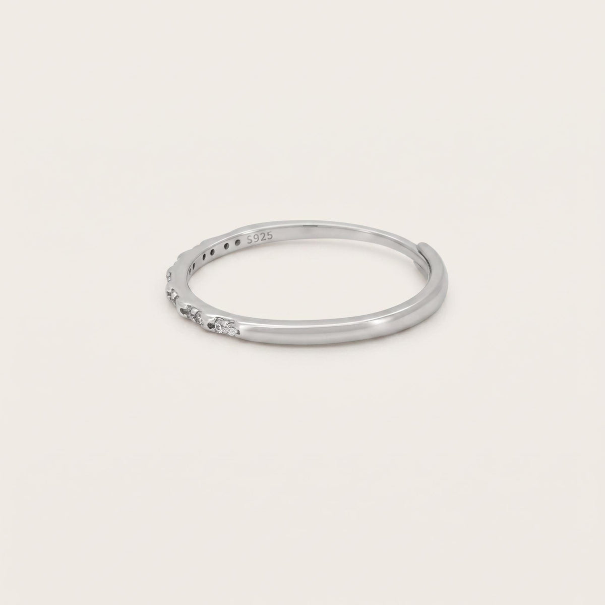 Sterling Silver CZ Pavé Ring | Adjustable Half Eternity Band