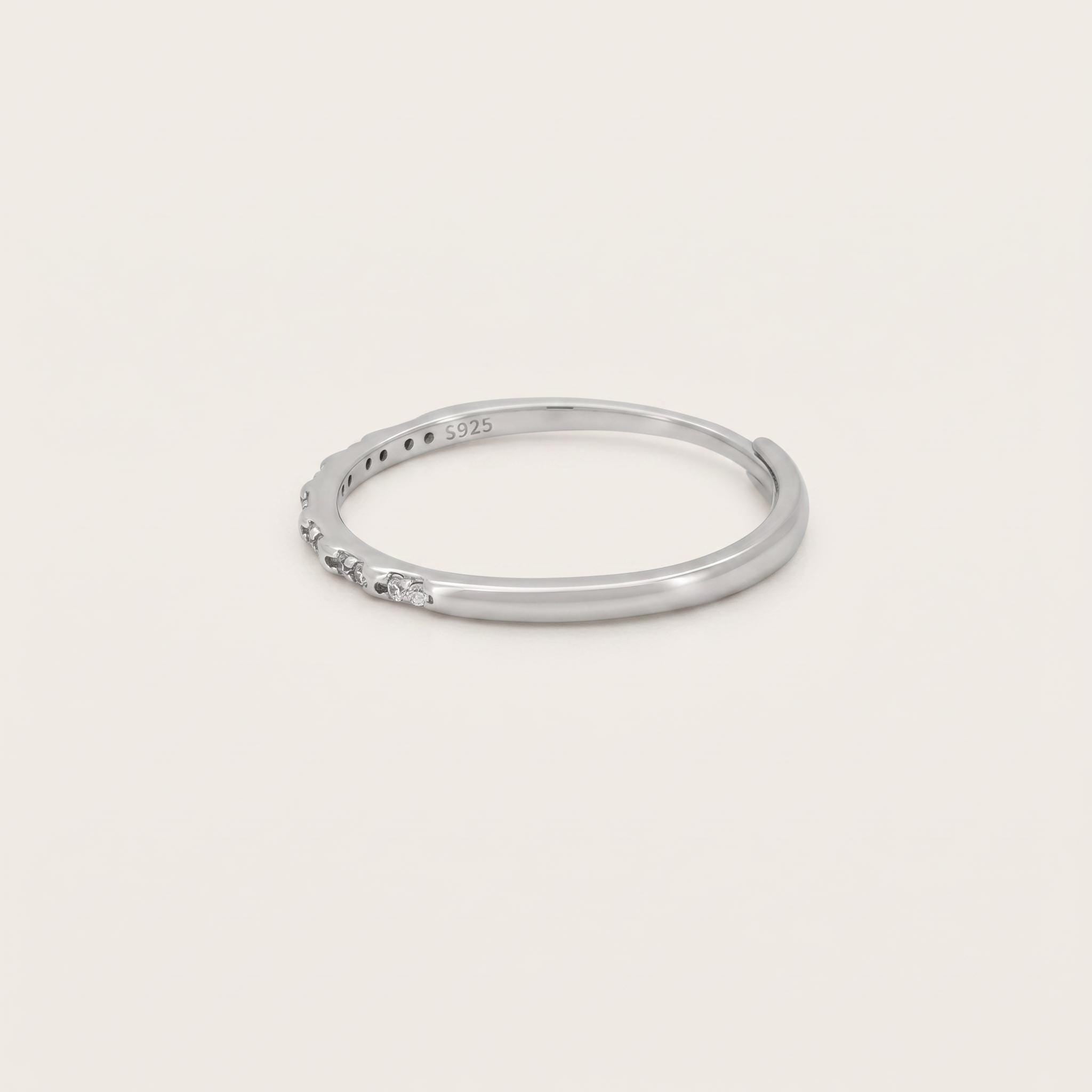 Sterling Silver CZ Pavé Ring | Adjustable Half Eternity Band