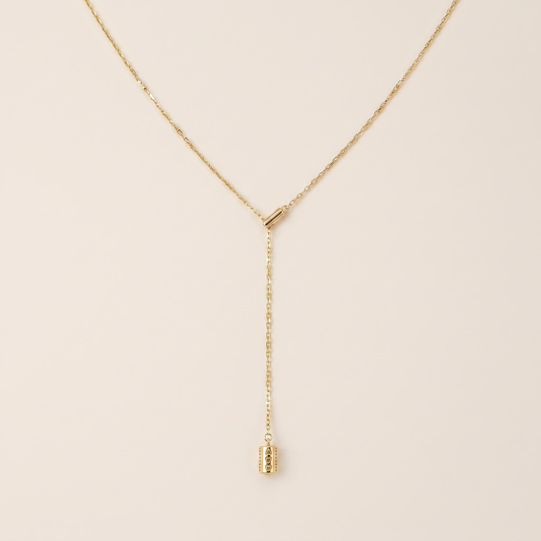 Pavé Drop Lariat Necklace: Sterling Silver or Gold Plated, Adjustable Y Chain
