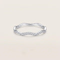 Sterling Silver CZ Wave Band Ring | Pavé Ripple Stacking Ring