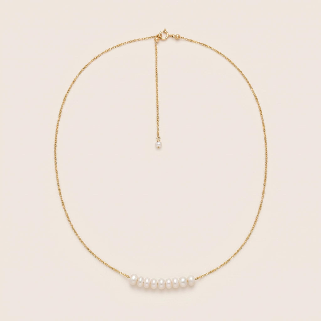 Freshwater Pearl Bar Necklace, 14k Gold Plated Sterling Silver, Minimalist Choker