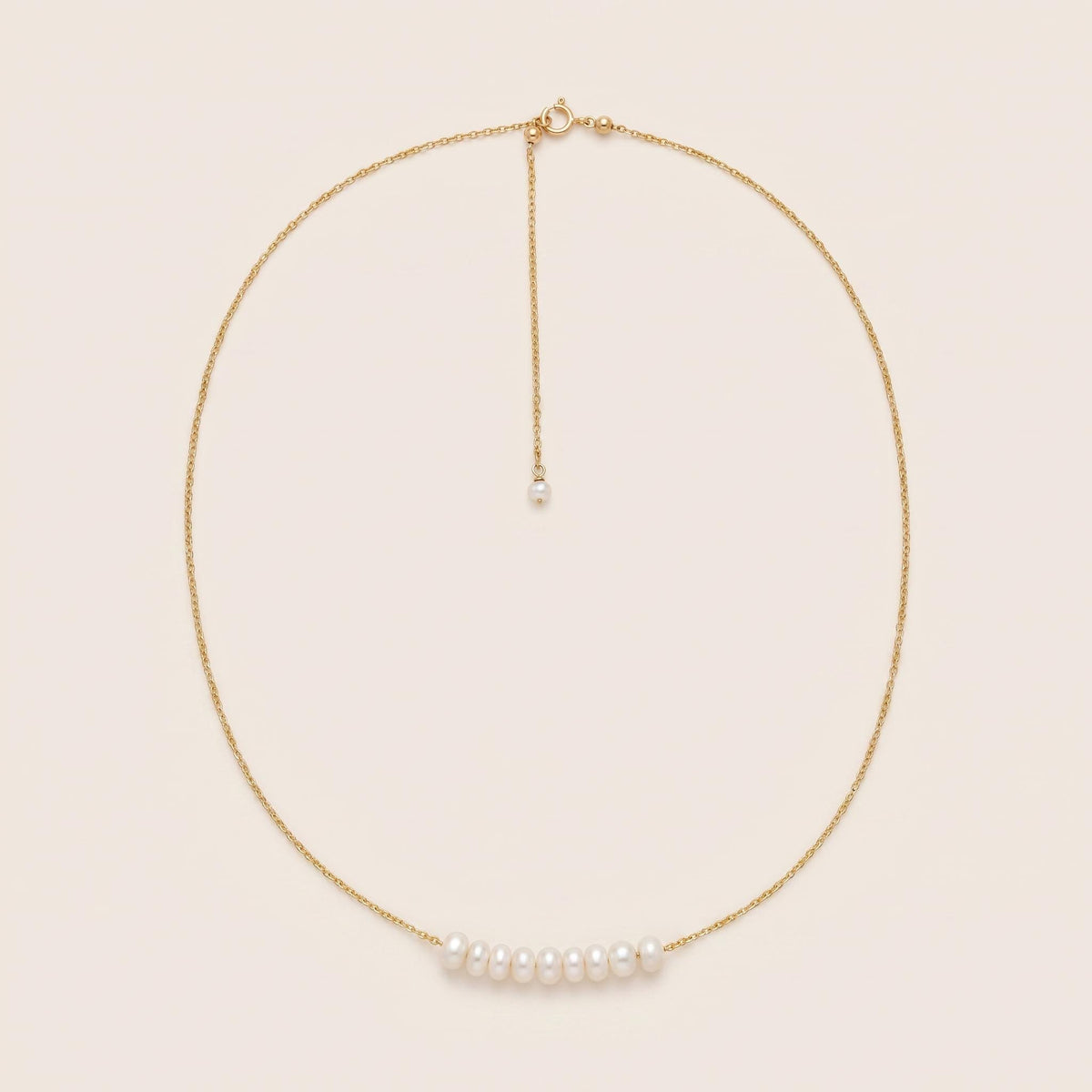 Freshwater Pearl Bar Necklace, 14k Gold Plated Sterling Silver, Minimalist Choker