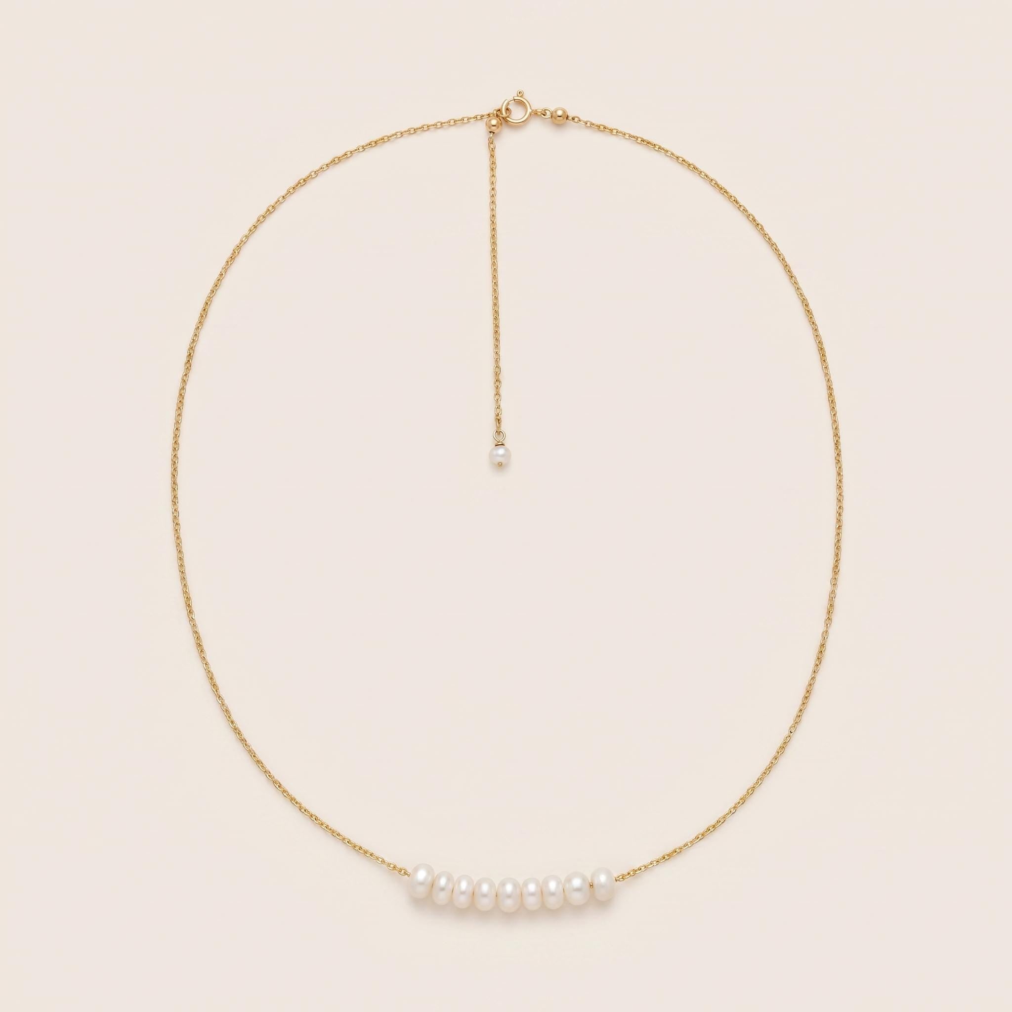Freshwater Pearl Bar Necklace, 14k Gold Plated Sterling Silver, Minimalist Choker