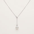 Single Freshwater Pearl Lariat Necklace ・ 925 Sterling Silver ・ Y Drop Pendant ・ Minimalist Pearl Jewellery
