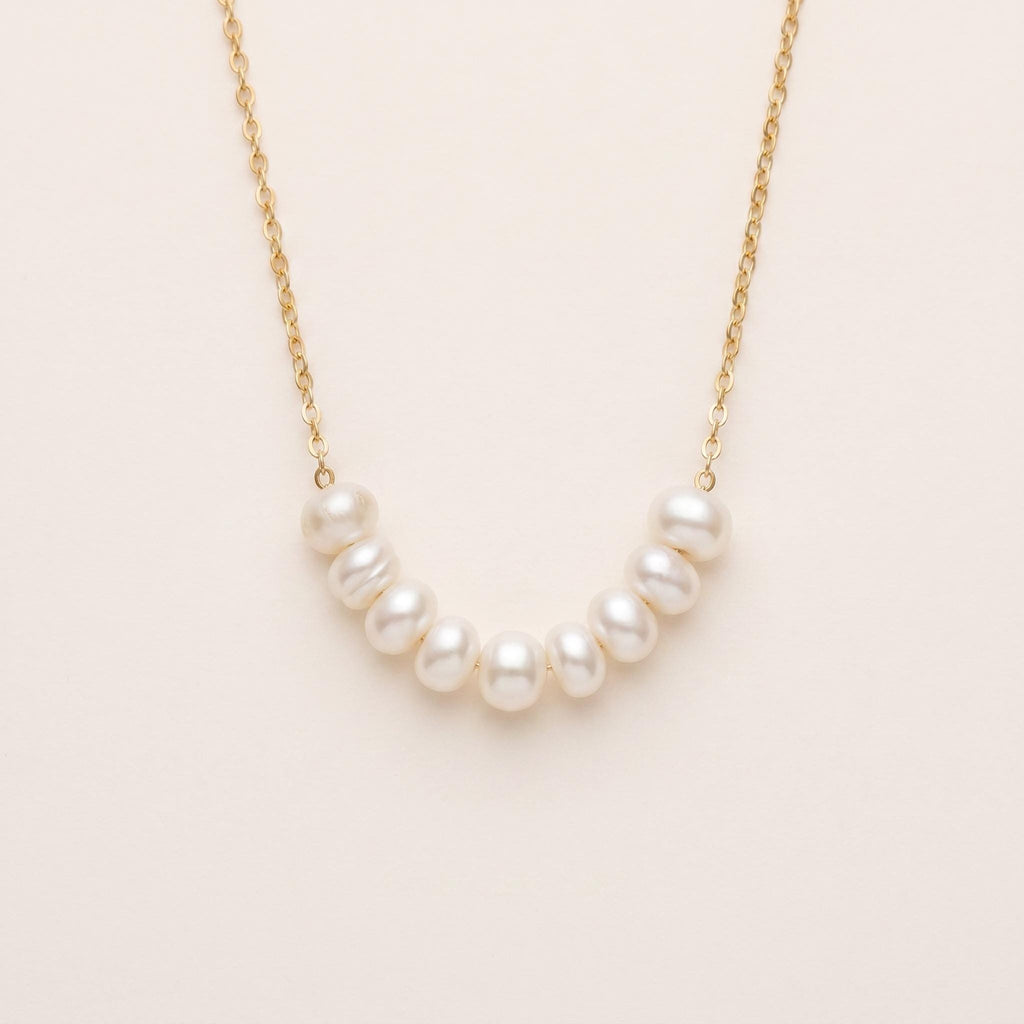 Freshwater Pearl Bar Necklace, 14k Gold Plated Sterling Silver, Minimalist Choker