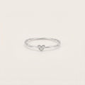 Sterling Silver CZ Heart Ring | Dainty Ripple Band Stacking Ring