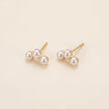 Trio Freshwater Pearl Cluster Stud Earrings – Gold Plated Sterling Silver