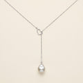 Baroque Freshwater Pearl Heart Lariat Necklace, 925 Sterling Silver Y Drop Pendant